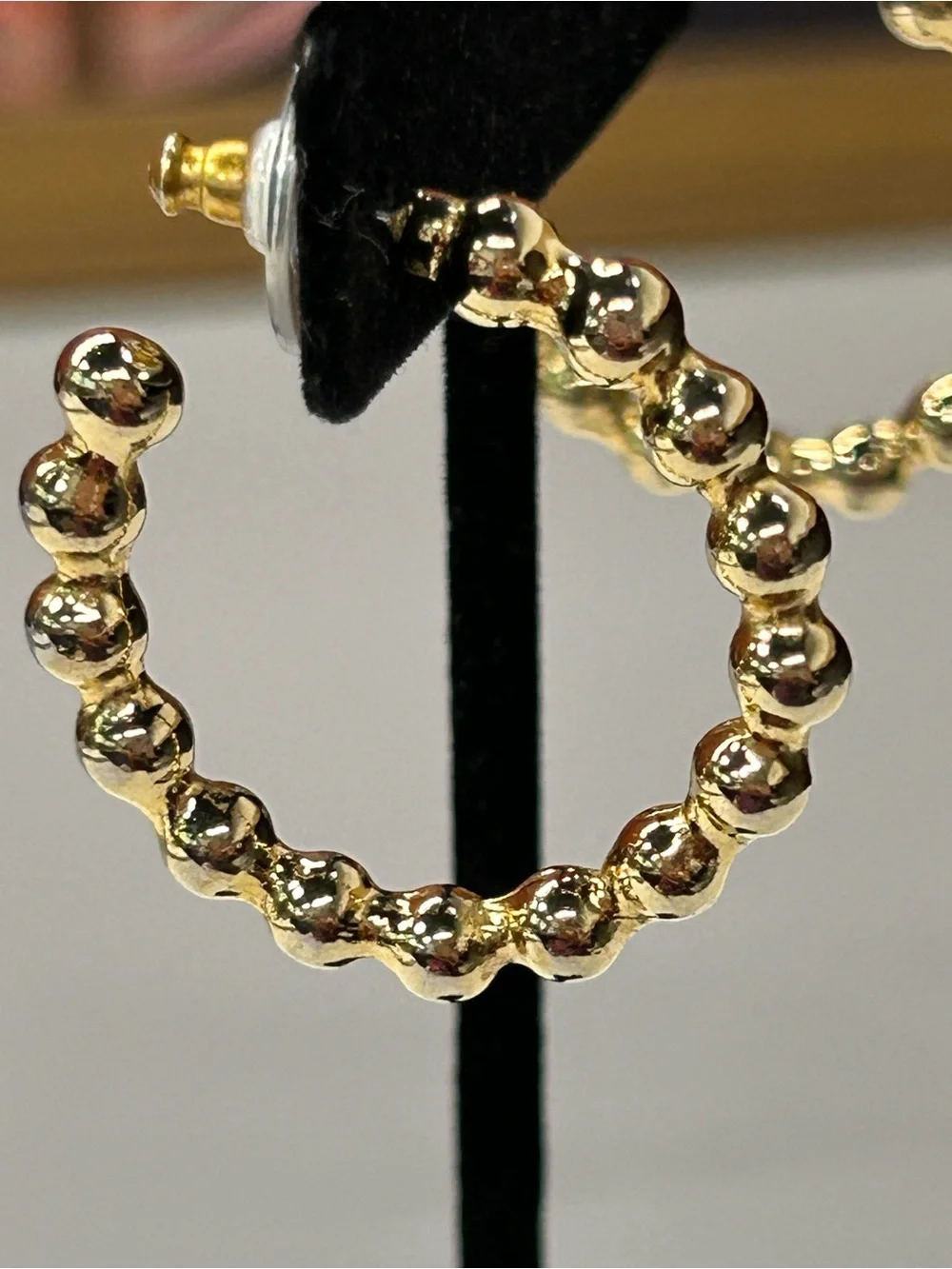 Gold plated bubble hoop earrings